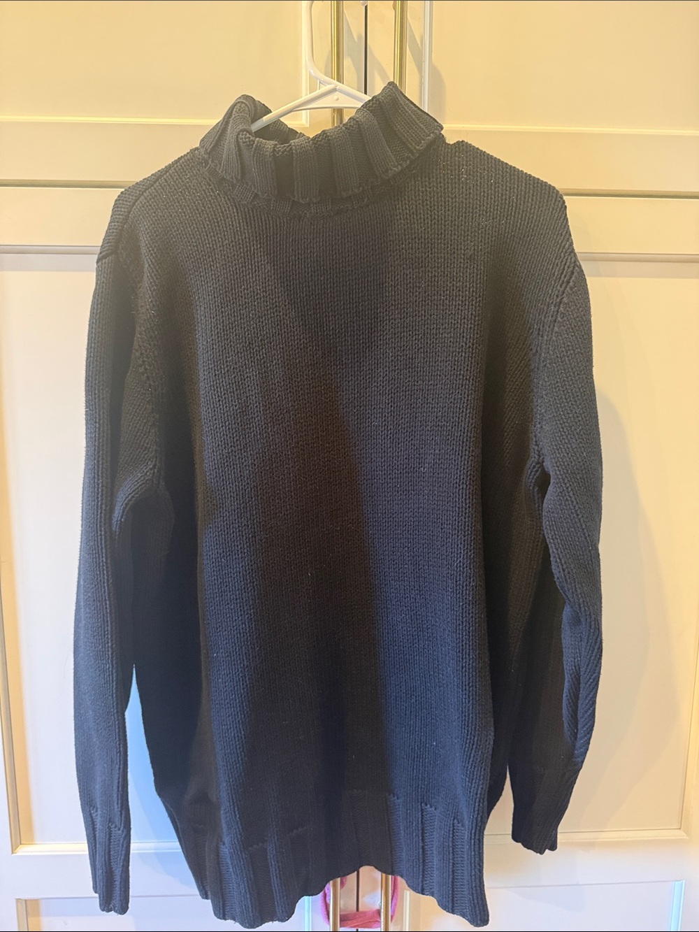 Lands' End black Ribbed Turtleneck Sweater 100% cotton Made in the USA